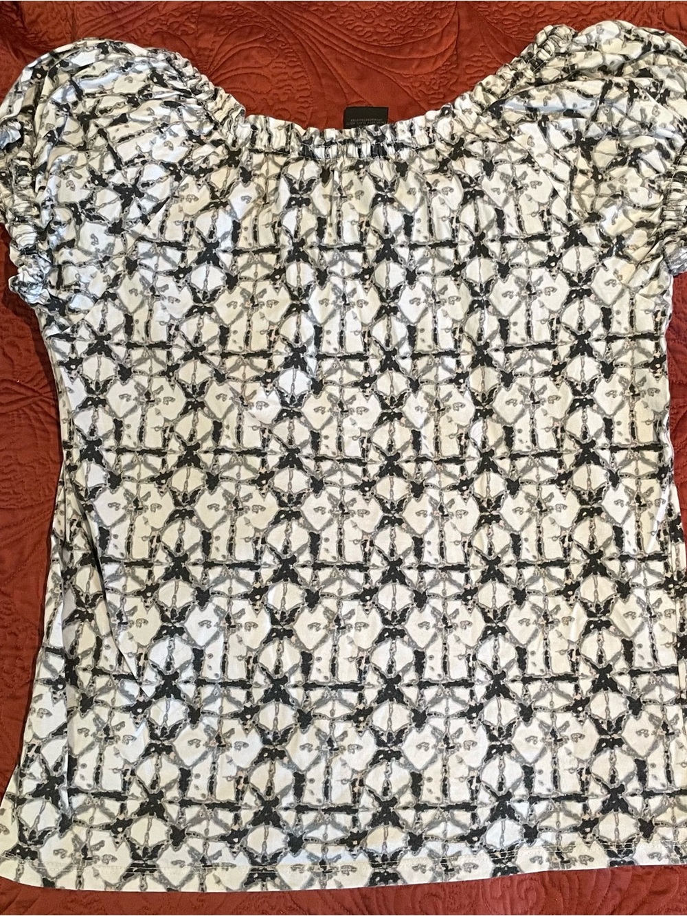 Grace Elements Black and White Off-Shoulder Tie-Front Tunic - Picture 3 of 3